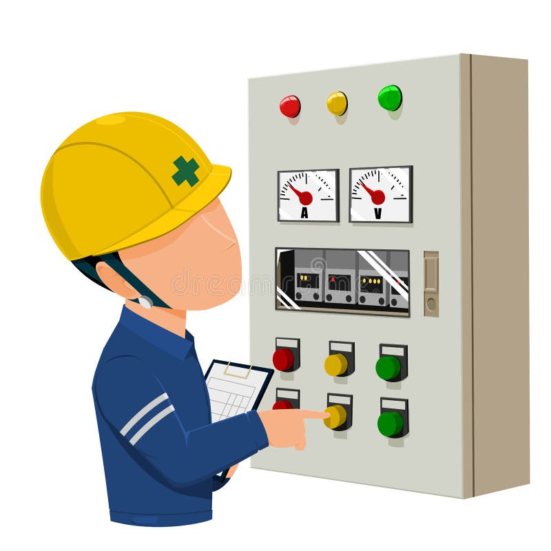 Worker is operating control panel