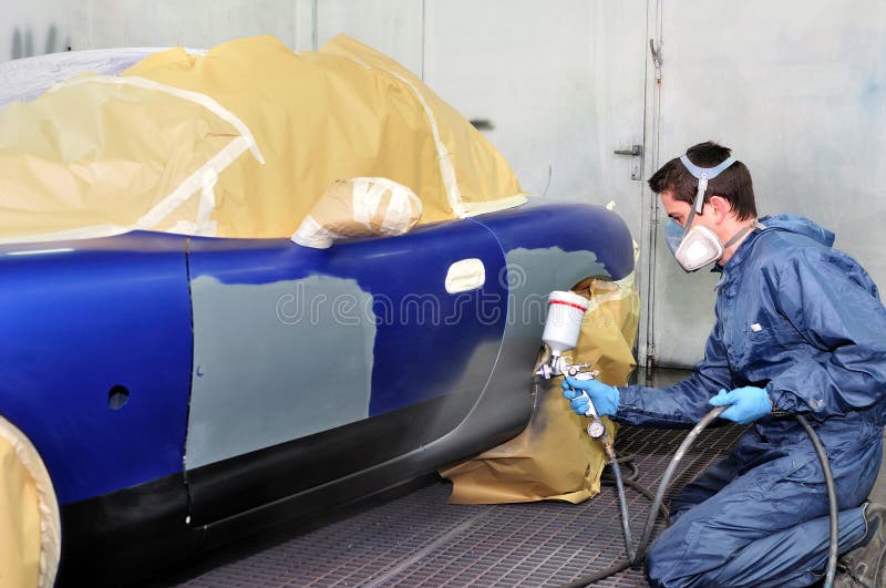 Car painting work stock image. Image of bodywork, adult 35443825