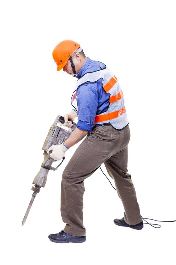 Worker with Pneumatic Hammer Drill Equipment Stock Photo Image of