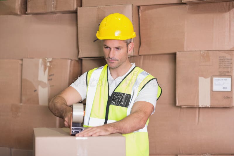 Worker Preparing Goods for Dispatch Stock Photo Image of standing