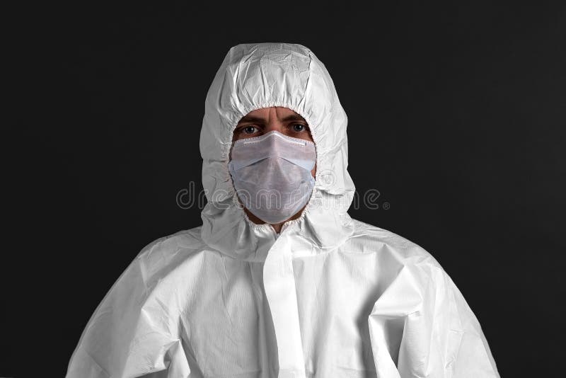 Worker Production in Protective Clothing and Dust Mask Stock Image ...