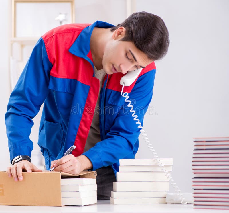 Worker in Publishing House Preparing Book Order Stock Image Image of literature, bookstore