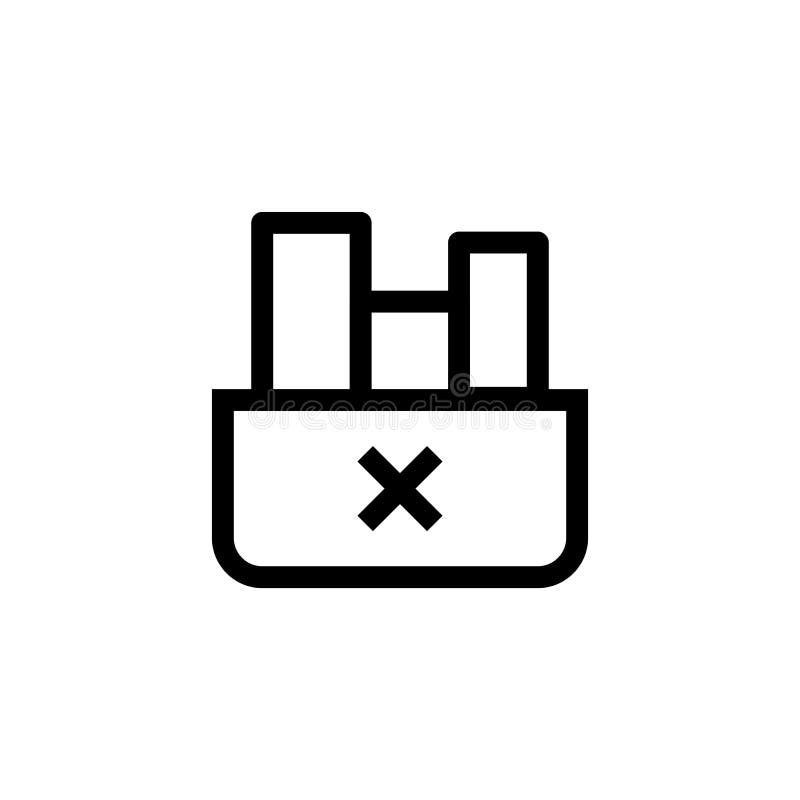 Worker resign icon design. stack of files and document with cardboard and cross symbol. simple clean line art professional royalty free illustration