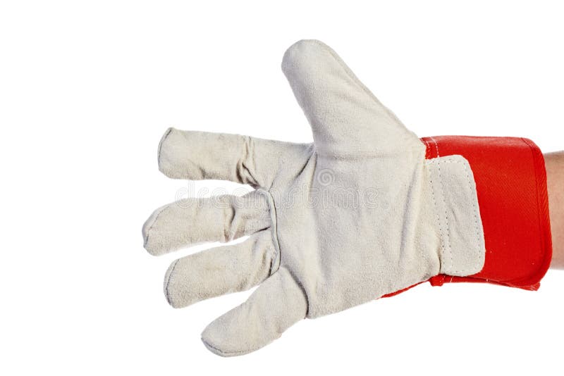 Worker S Hand Wearing Leather Work Glove Stock Image Image of cover