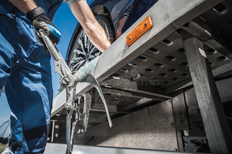 Transport Securing Tension Belt on the Truck Stock Photo Image of