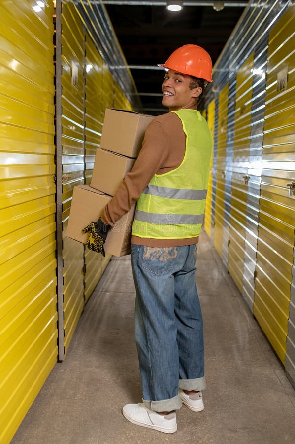 Worker of the Warehouse Working and Looking Busy Stock Image Image of loaded, warehouse 264037855