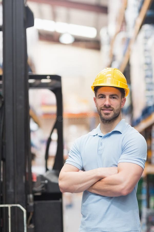 Worker Wearing Hard Hat in Warehouse Stock Photo Image of goods