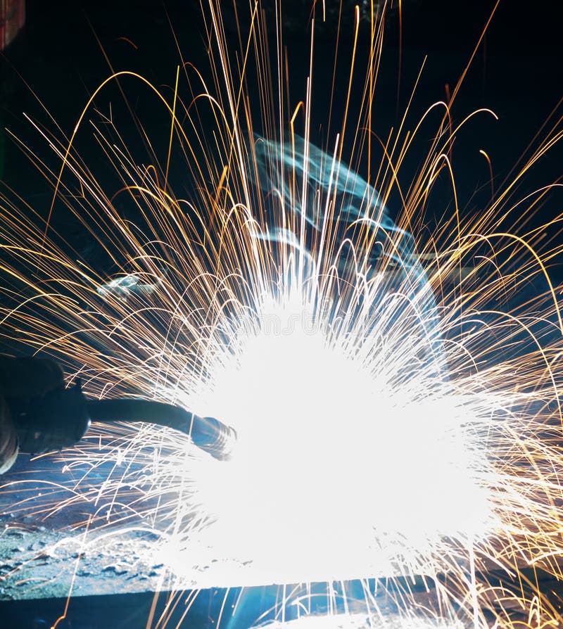 Welding With Sparks In The Factory. Stock Image Image of accuracy