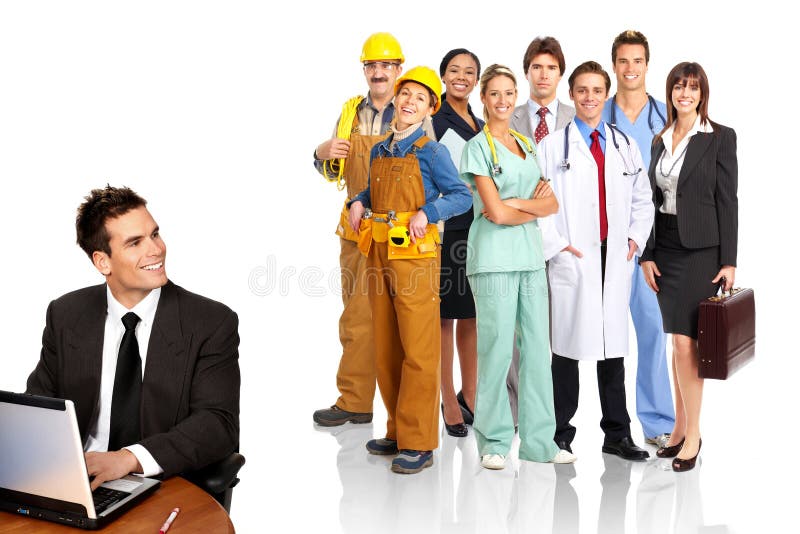 Business people, builders, nurses, doctors, workers. Isolated over white background. Architect uniform stock images, royalty-free photos and pictures