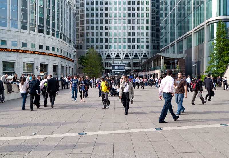 Workers and commuters in Canary Wharf