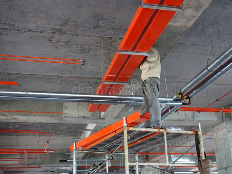 Installation of Electrical Services, Conduit, Cable Tray and Wire-ring at  the High Leve Editorial Stock Photo - Image of electricity, home: 220126983