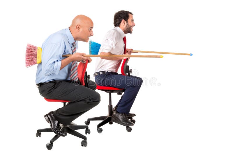 Workers Jousting in Office Chairs Stock Image Image of relaxed, broom