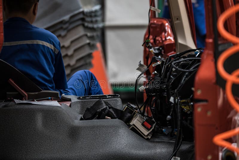 Workers in machinery factory in China. royalty free stock photos