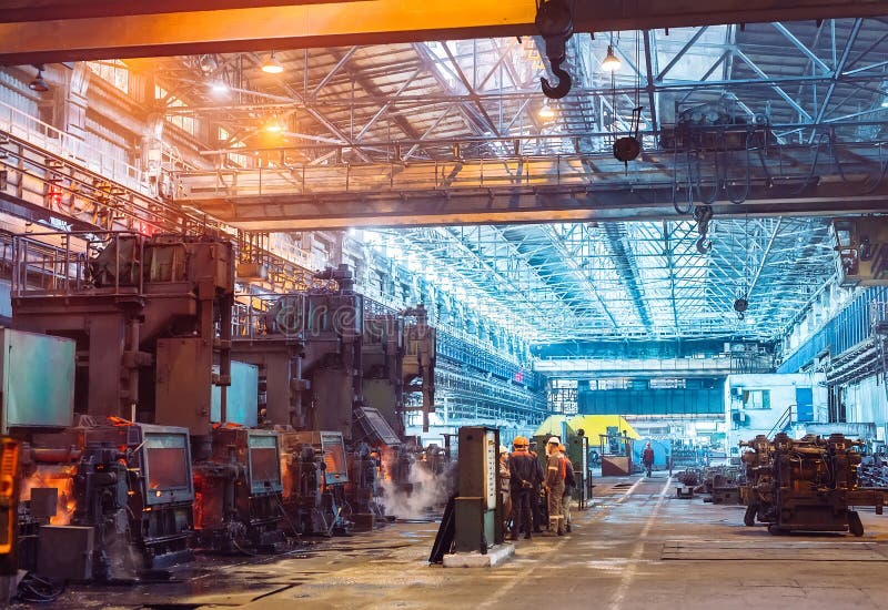 Workers in the Steel Mill. Metallurgical Production or Plant. Stock Photo Image of metal, heat