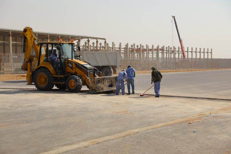 Workers Working in the Street Cleaner in Riyadh, Saudi Arabia, January