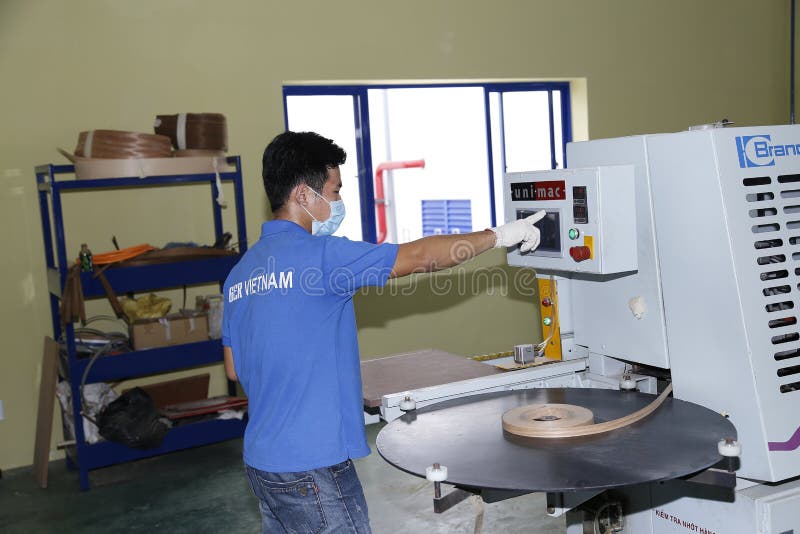 Workers are Working in a Wood Factory for Exporting Editorial Image