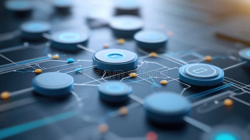 Workflow Efficiency, A 3D illustration depicting a workflow diagram designed for efficiency optimization and streamlined vector illustration