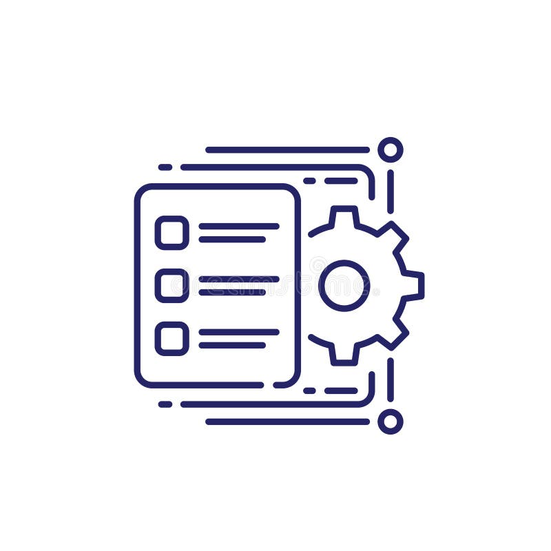 Workflow or project line icon stock illustration