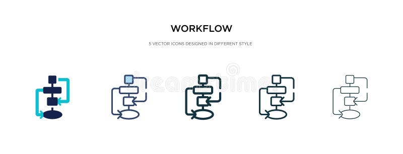 Workflow-Symbol in einer anderen Stil-Vektorgrafik zwei farbige und schwarze Workflow-Vektor-Symbole, die in gefüllten Umrissen e stock abbildung Workflow-Symbol in einer anderen Stil-Vektorgrafik zwei farbige und schwarze Workflow-Vektor-Symbole, die in gefüllten Umrissen e stock abbildung