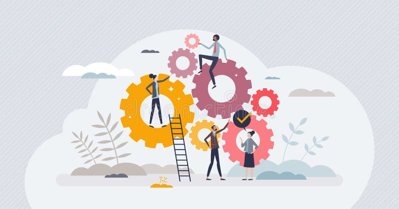 Workforce development and teamwork collaboration process tiny person concept royalty free illustration