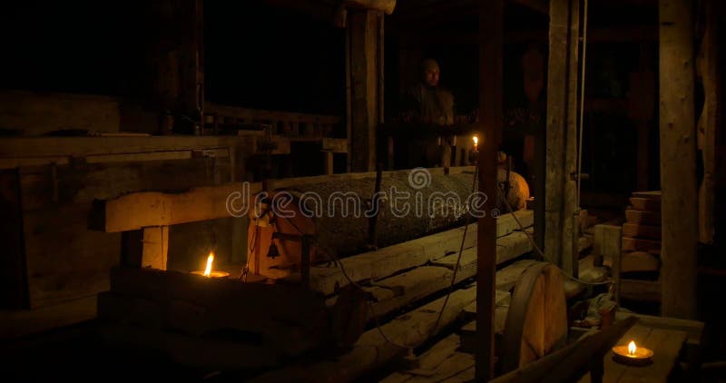 Ancient Wooden Sawmill stock footage