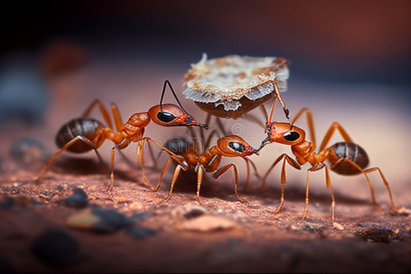 Working Ants Carrying Some Food, Generative Ai Stock Illustration