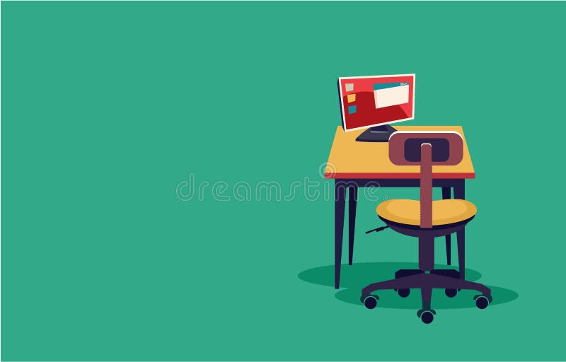 Working computer desk stock illustration