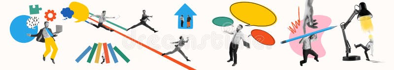 Working days. Office employees working on project, creating ideas and overcoming professional challenges. Contemporary stock photo