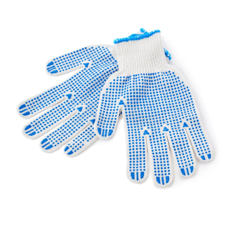 Pair of Blue Working gloves over isolated white background. Pair working gloves stock images, royalty-free photos and pictures