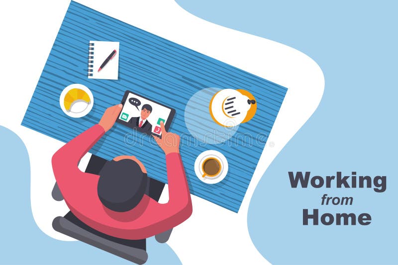 Working From Home. Landing page work remotely during quarantine. vector illustration