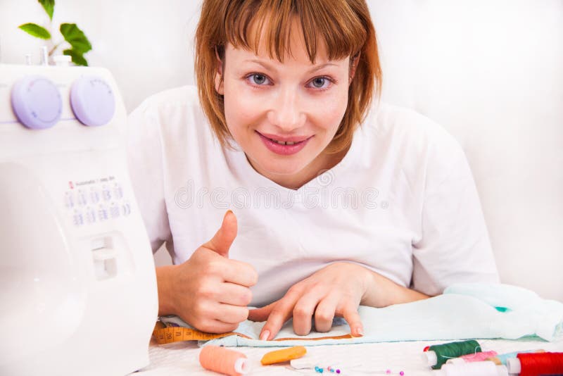 Working from Home, a Tailor at Work. Stock Image Image of machine