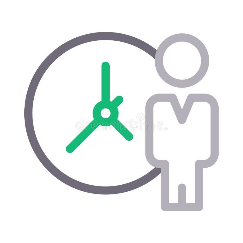 Working hours vector color line icon royalty free illustration