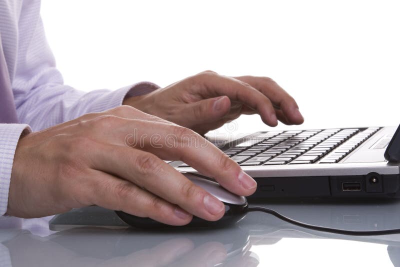 Working with the laptop stock photography