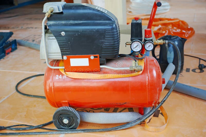 Working Mobile Air Compressor Stock Image Image of construction, site