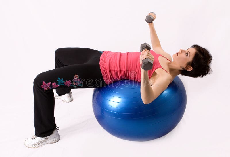 Working out on an exercise ball