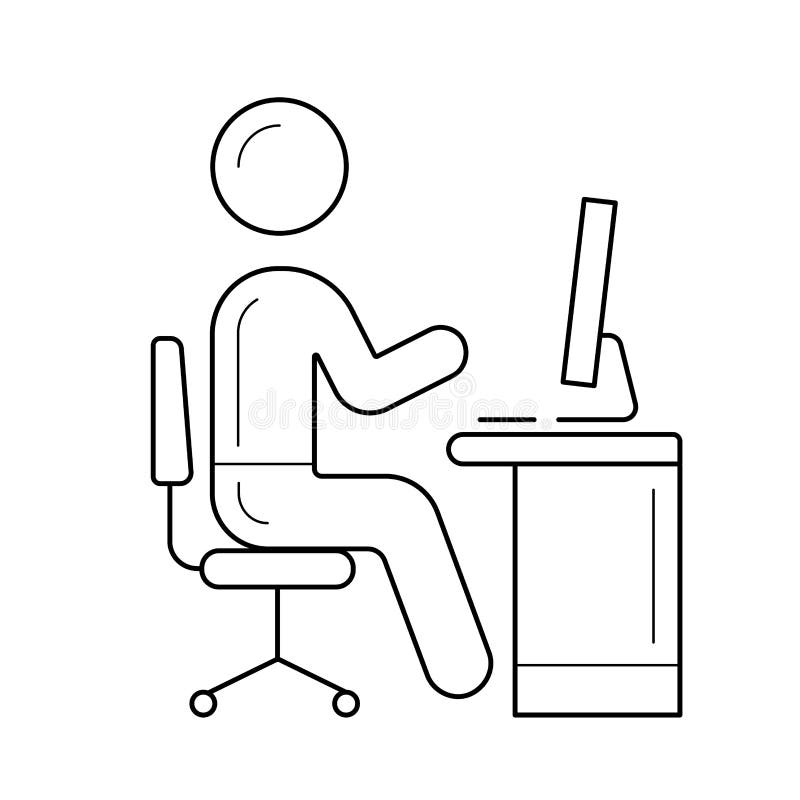 Working Person Vector Line Icon Stock Vector Illustration Of