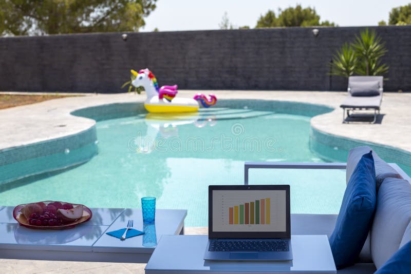 Working by the Pool, Home Office, Pool Office for the Summer Stock