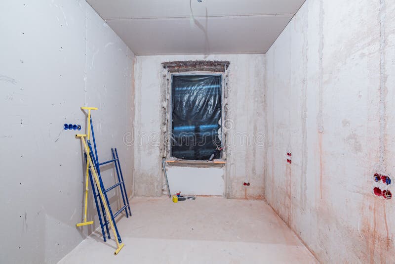 Working Process of Installing Gypsum Walls from Plasterboard drywall