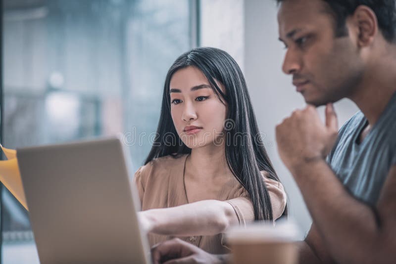 Colleagues working in the office and looking concentrated royalty free stock photos