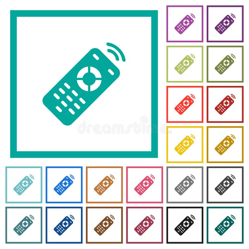 Working remote control flat color icons with quadrant frames royalty free illustration