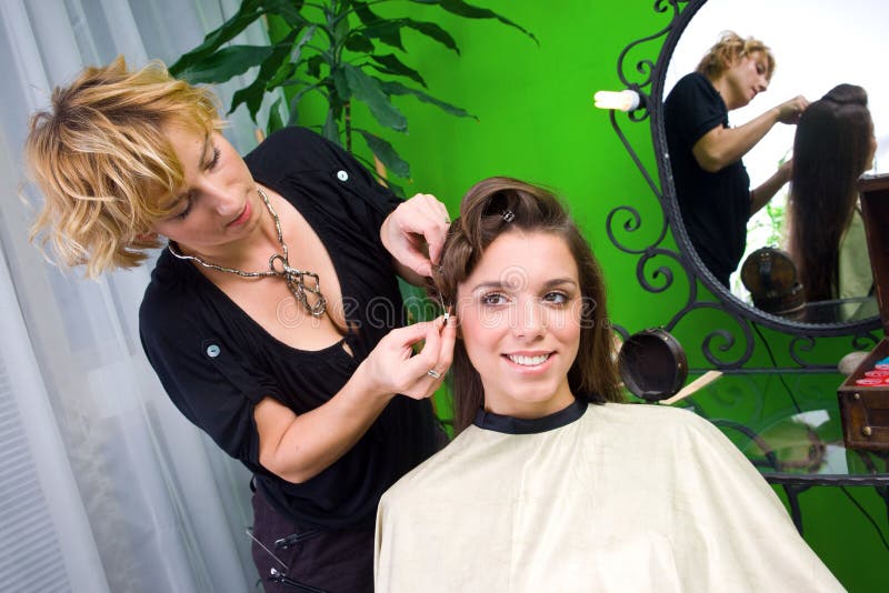 Working scene from hair salon stock photos