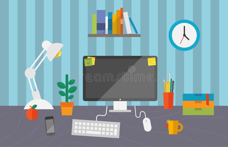 Vector illustration of routine organization of business workspace in the office. Vector illustration of routine organization of business workspace in the office.