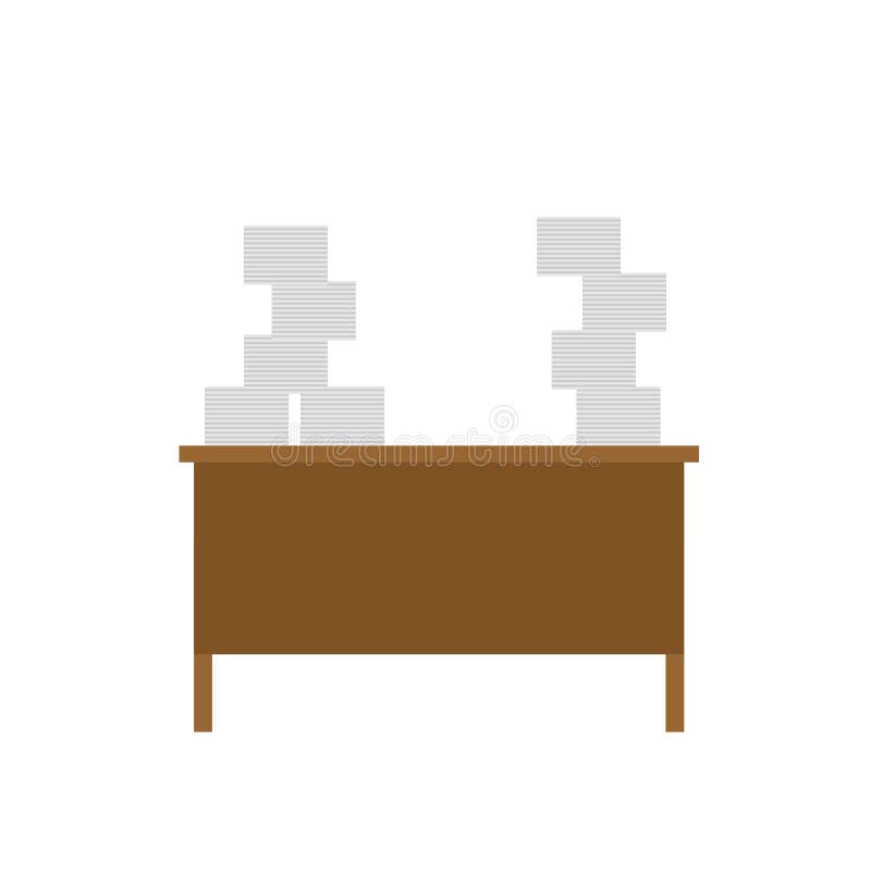 Working table and pile files. Office life. lot of paperwork vector illustration