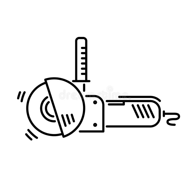 Working tools for construction and repair line icon angle grinder. stock illustration