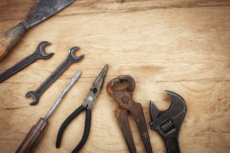 Working Tools on Wooden Table Stock Photo Image of professional, manual 71520260