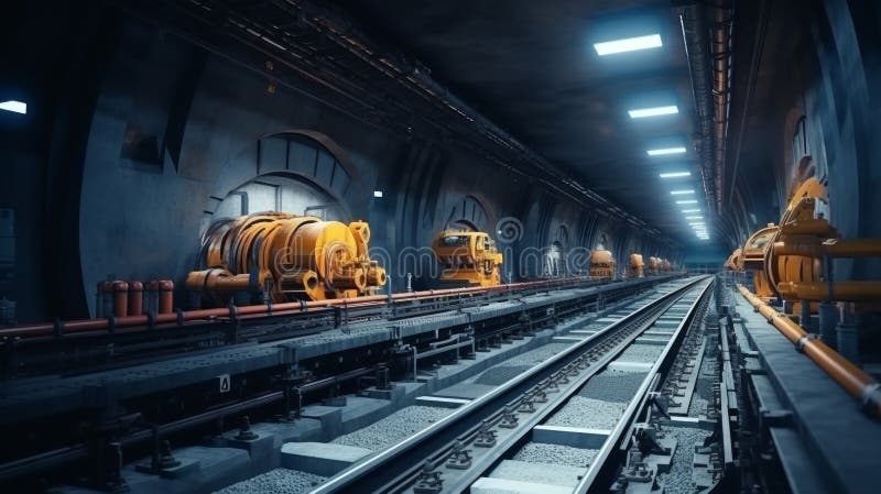Working on the tunnel. Tunnel construction site in progress. Neural network ai generated art