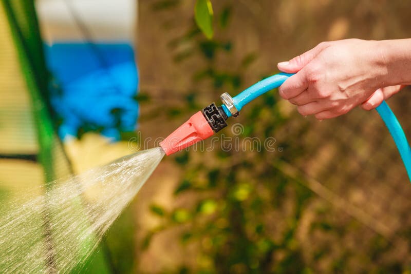 Working watering garden from hose