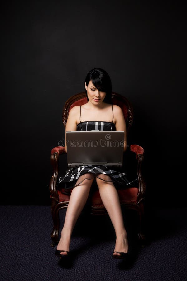 Old Fashioned of Nude Woman Typing Stock Photo - Image of cute, passion