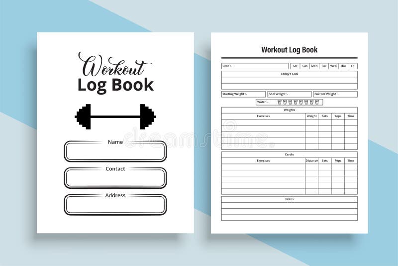 Workout Log Book KDP Interior. Gym Workout Tracker Notebook Interior. KDP  Interior Journal Template Stock Vector - Illustration of note, elements:  241617363