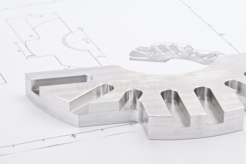 Workpiece on a blueprint royalty free stock images